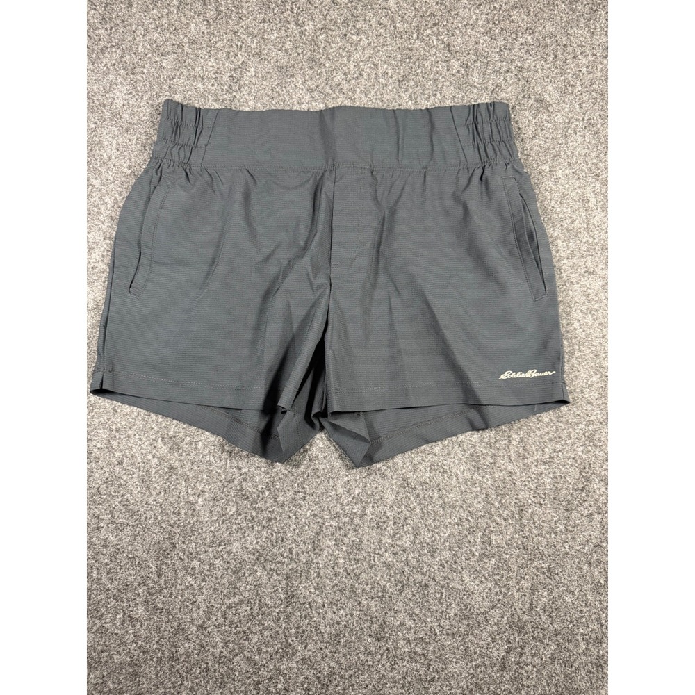 Eddie Bauer Womens Gray Ripstop Hiking Shorts Size Large Elastic Waist Outdoor